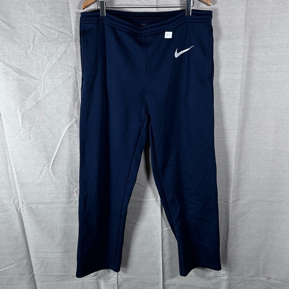 Nike Therma-FIT Mens Navy Blue Fleece Lined Athletic Track Pants Large